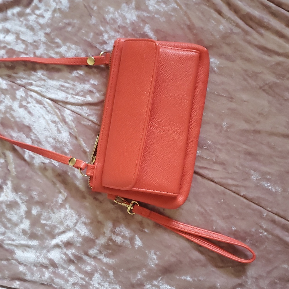 APT 9 PEACH WALLET PURSE CROSSBODY BAG FAUX LEATHER SAFE KEEPER RFID Blocking - Picture 2 of 5